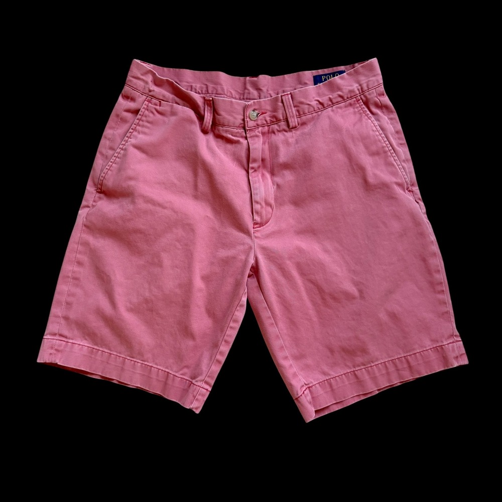 Polo Ralph Lauren Chino Shorts Salmon Pink Sz 32‎ Cotton Twill Flat Front